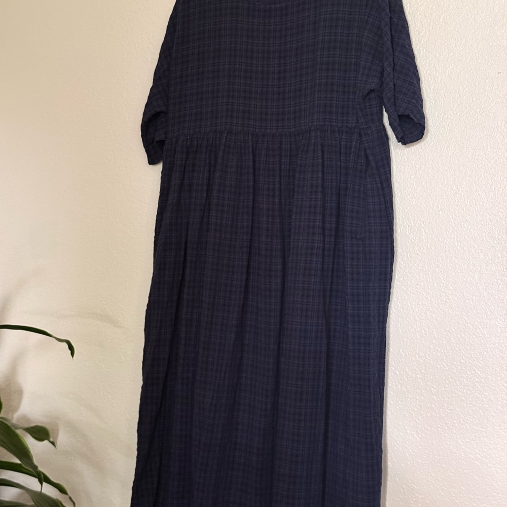 SHEIN Navy Plaid Maxi Dress